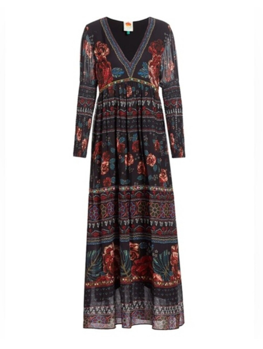 FARM Rio Embroidered Floral Maxi Dress Women's Large Vacation Resortwear